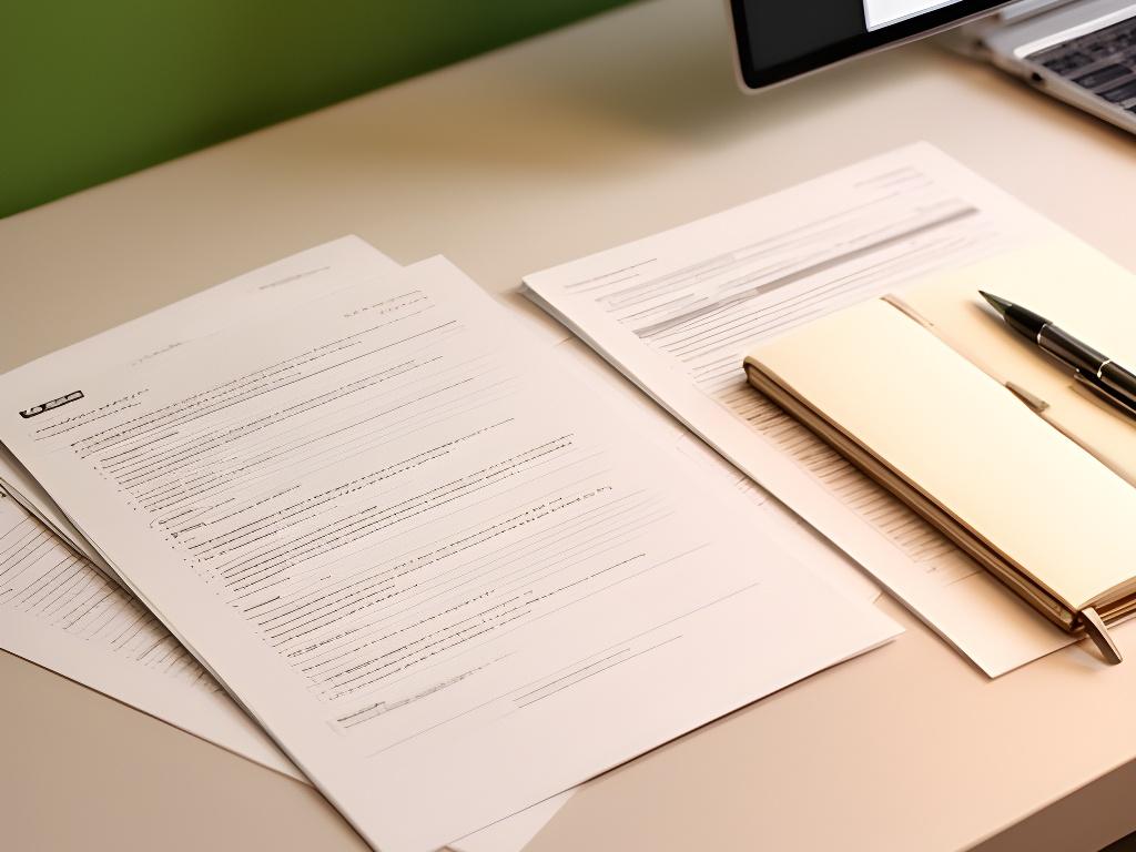 Stôl s dokumentmi, perom a notebookom pripravený na firemnú komunikáciu